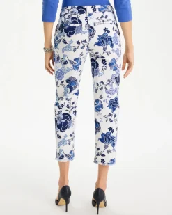 Printed Relaxed Boyfriend Chino Fray Crop Pants