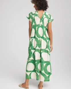 Printed Silk-Twill Popover Midi Dress