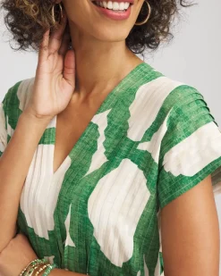 Printed Silk-Twill Popover Midi Dress