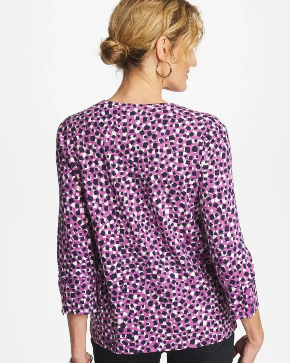 Printed Slub Button Detail Tee