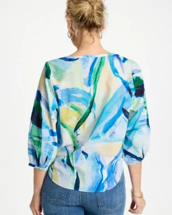 Printed Tie-Front Top