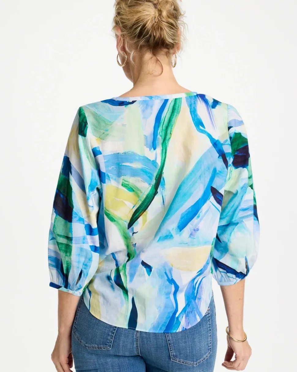 Printed Tie-Front Top