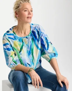 Printed Tie-Front Top
