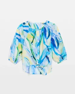 Printed Tie-Front Top