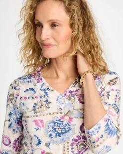 Printed V-Neck Pima Tee