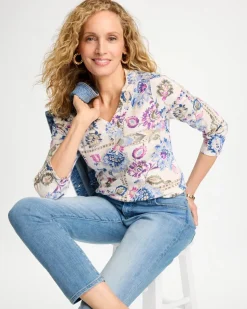 Printed V-Neck Pima Tee