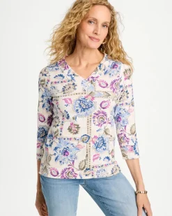 Printed V-Neck Pima Tee