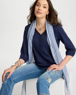 Puff Sleeve Cotton Slub Henley Tee