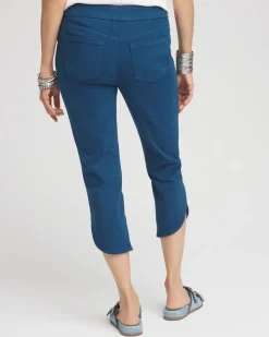Pull-On Dolphin-Hemmed Capri Jeans