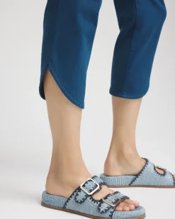 Pull-On Dolphin-Hemmed Capri Jeans