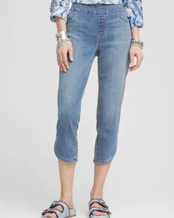 Pull-On Dolphin-Hemmed Capri Jeans