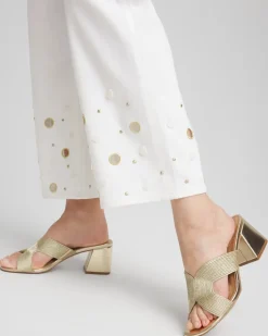 Pull-On Embellished Straight-Leg Cropped Jeans