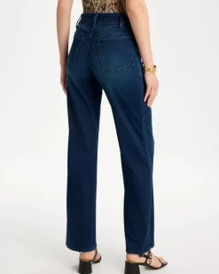 Pull-On Knit Denim Wide-Leg Jean