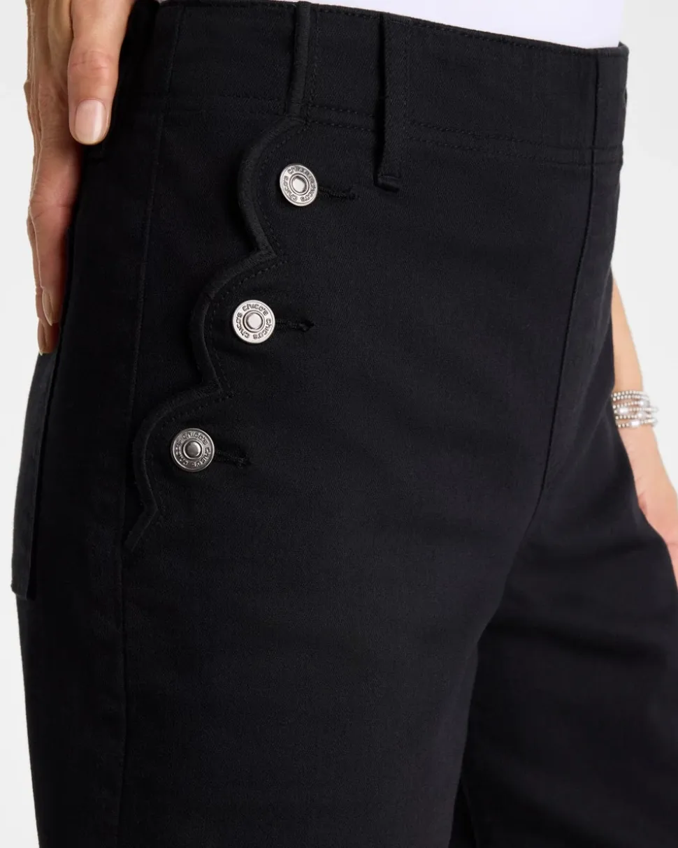 Pull-On Scallop Button Jean Shorts
