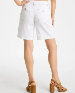 Pull-On Scallop Button Jean Shorts