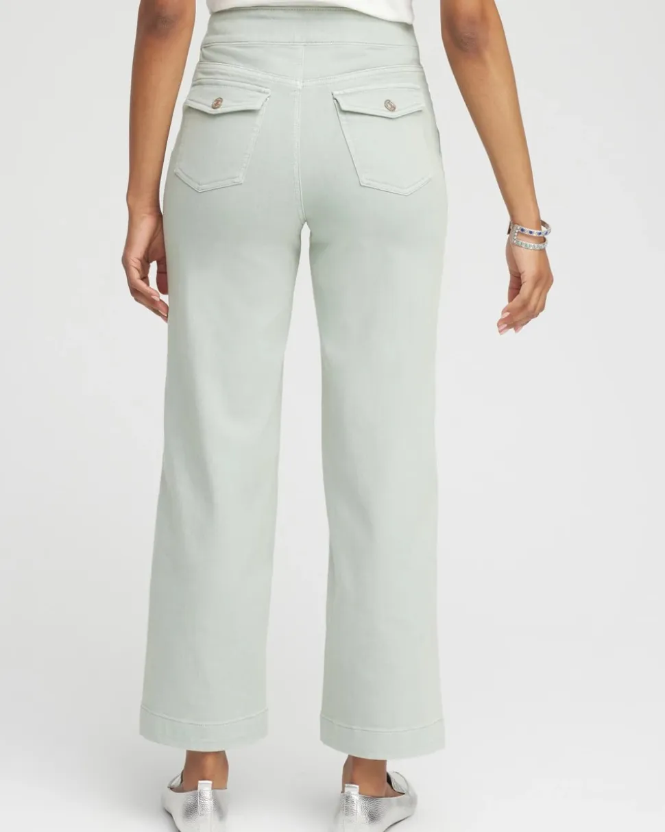 Pull-On Wide Leg Ankle Jeans