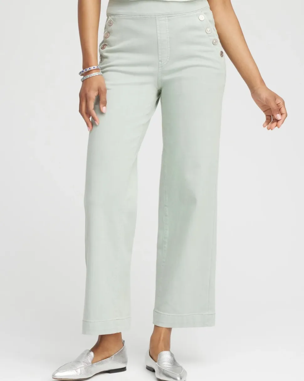 Pull-On Wide Leg Ankle Jeans