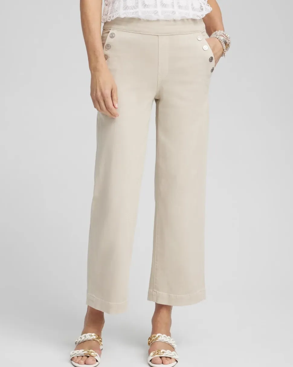 Pull-On Wide Leg Ankle Jeans