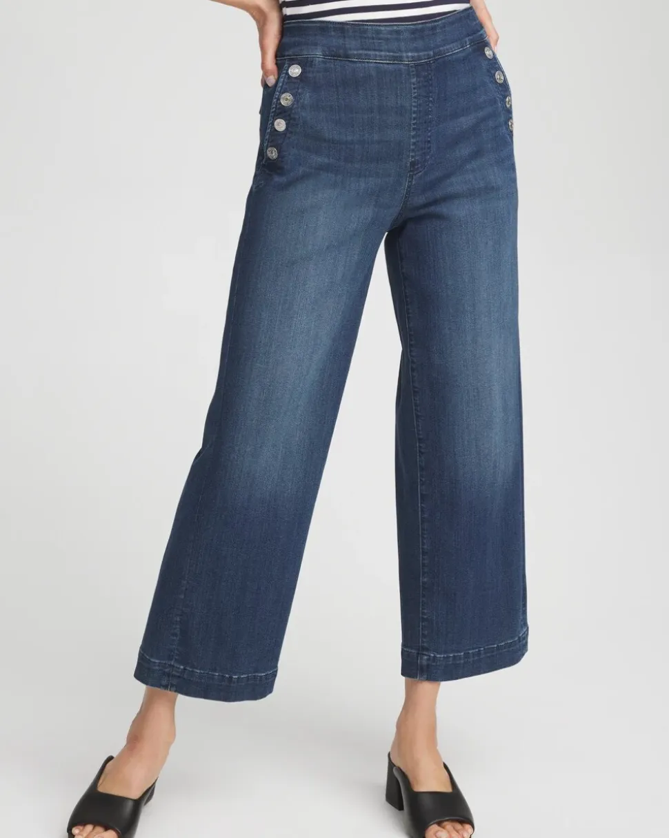 Pull-On Wide Leg Ankle Jeans