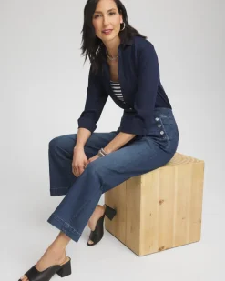 Pull-On Wide Leg Ankle Jeans