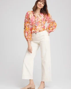Pull-On Wide-Leg Cropped Jeans
