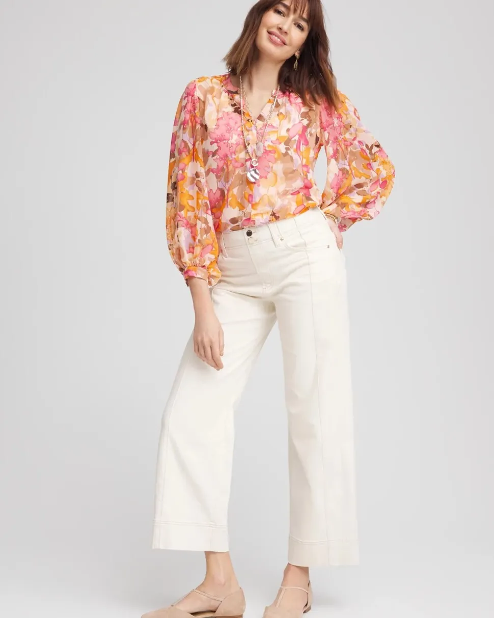 Pull-On Wide-Leg Cropped Jeans