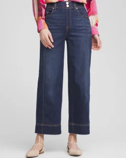 Pull-On Wide-Leg Cropped Jeans