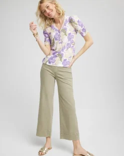 Pull-On Wide-Leg Cropped Jeans