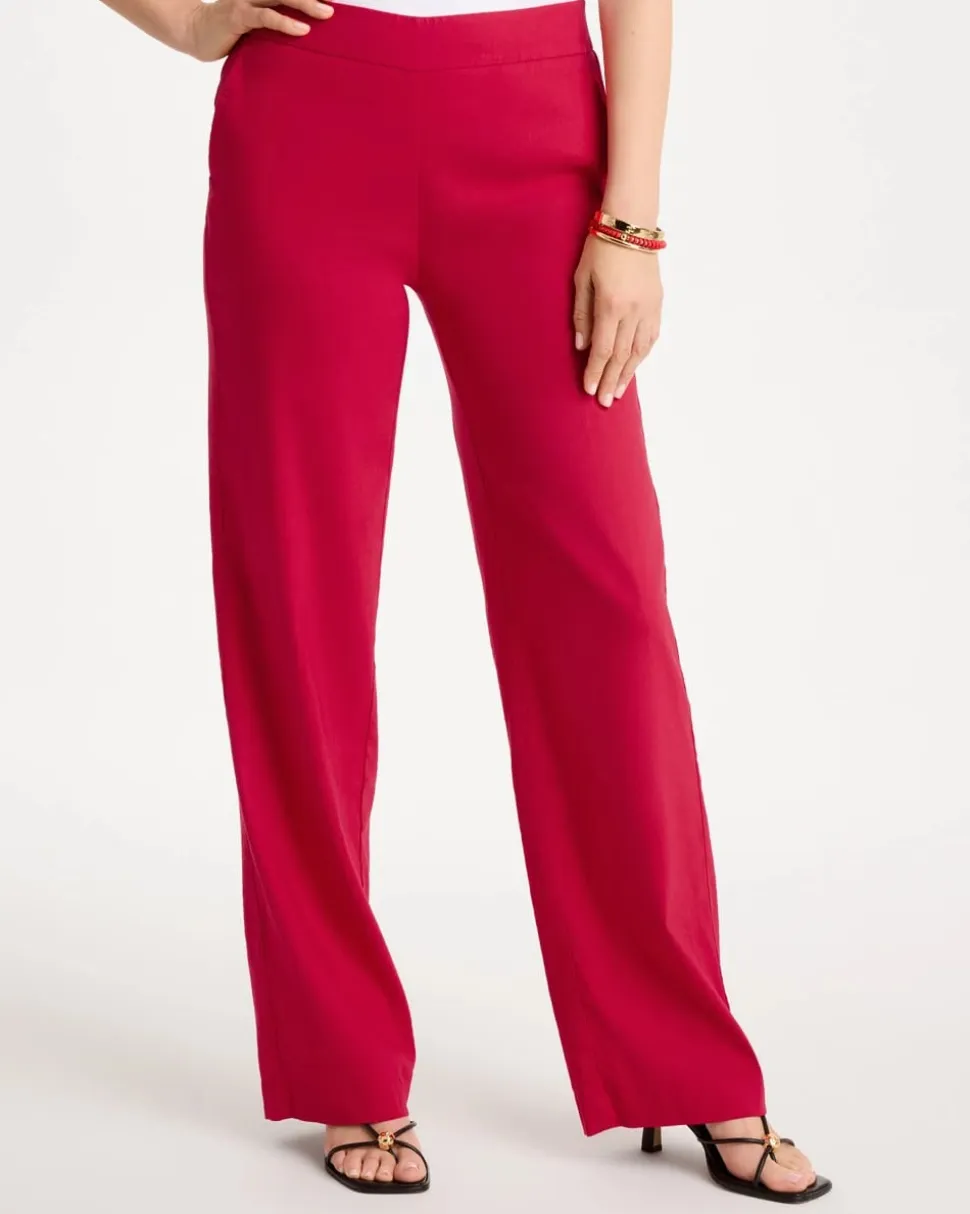 Pull-On Wide-Leg Linen Pants