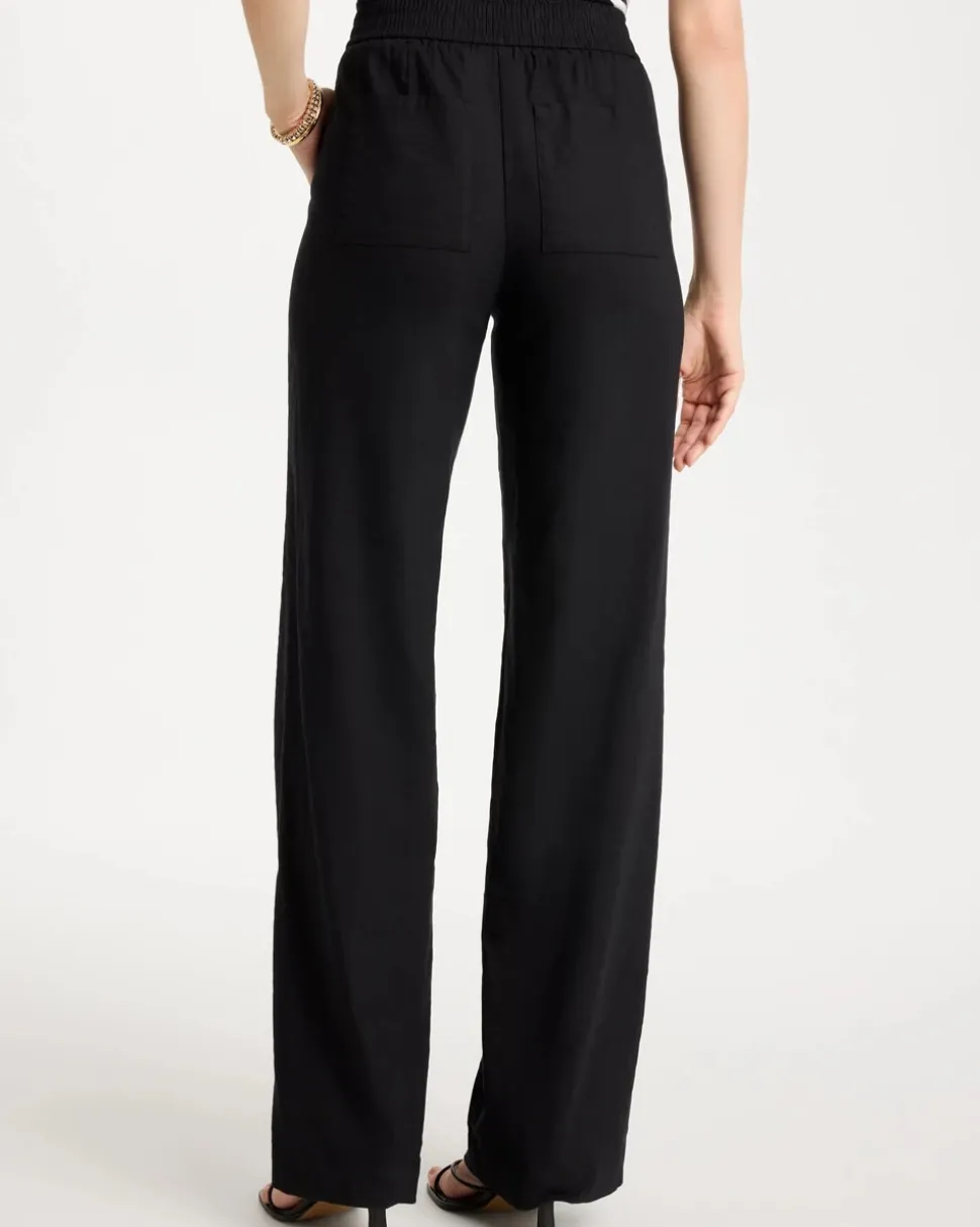 Pull-On Wide-Leg Linen Pants