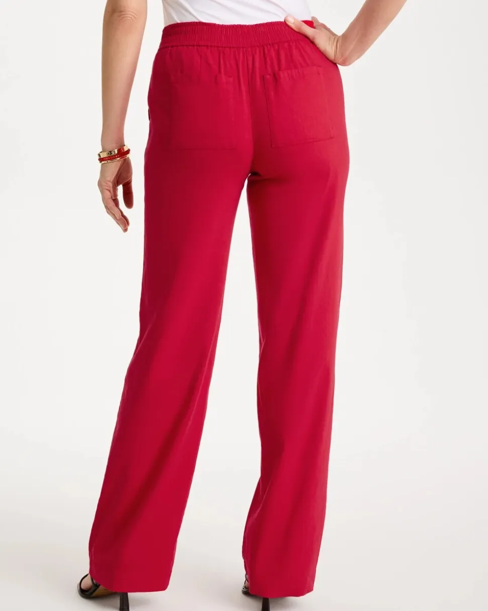 Pull-On Wide-Leg Linen Pants