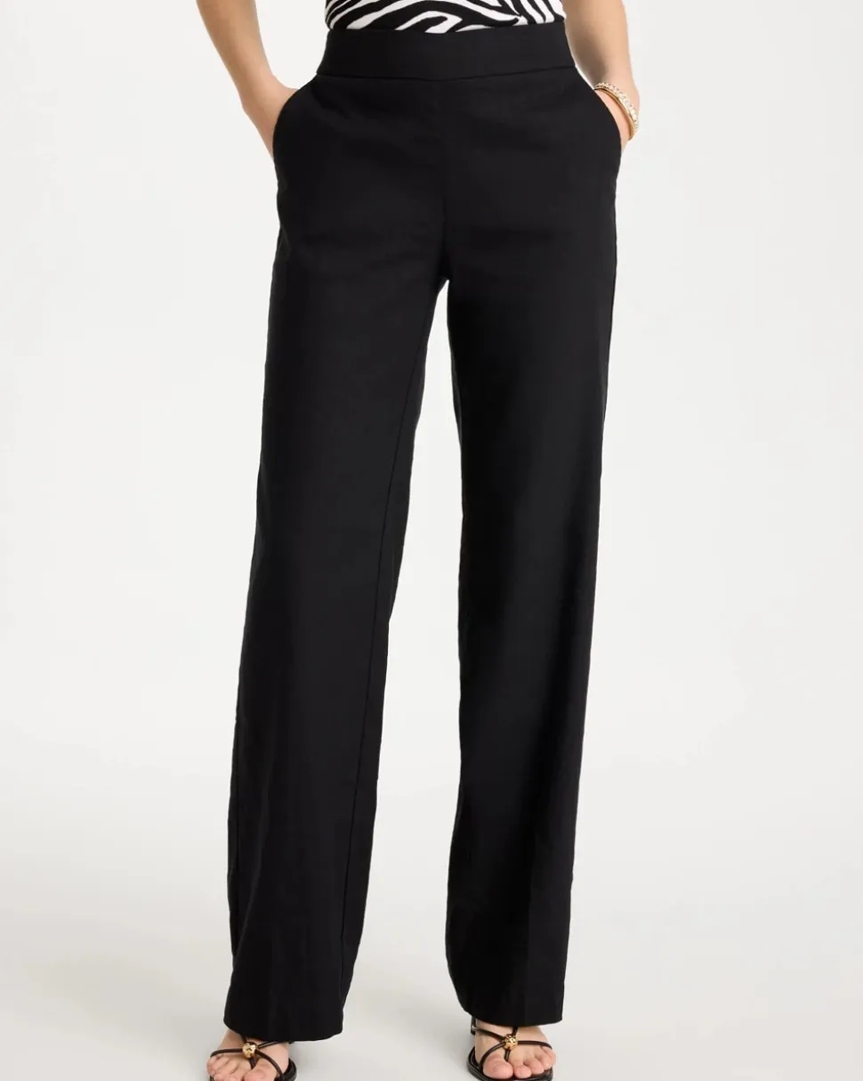 Pull-On Wide-Leg Linen Pants