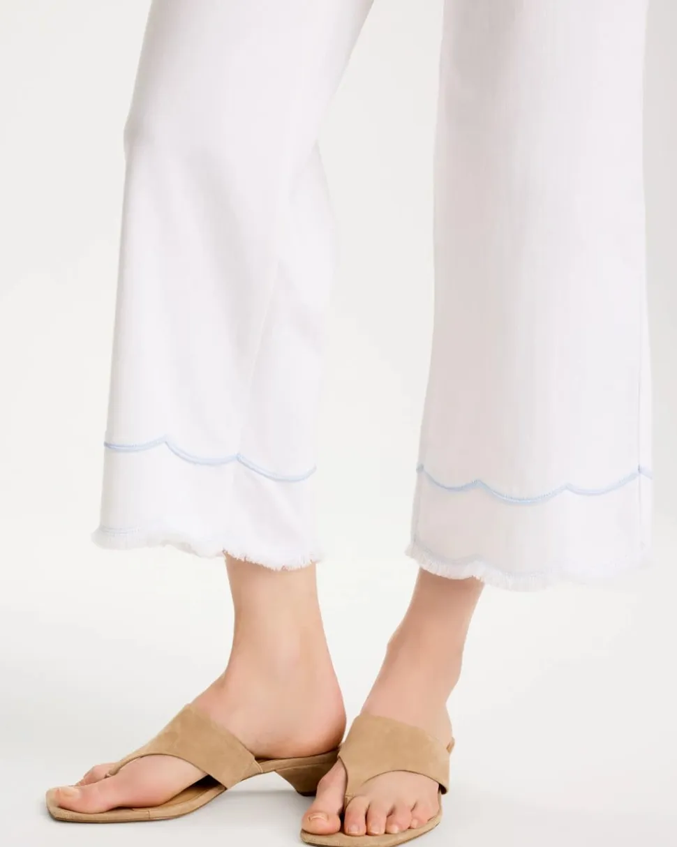 Pull-On Wide-Leg White Crop Jeans