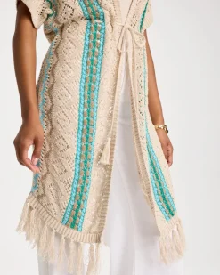 Rainbow Crochet Pointelle Vest