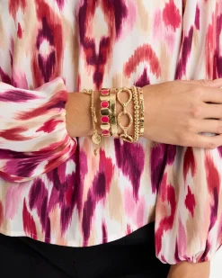Raspberry Enamel Stretch Bracelet