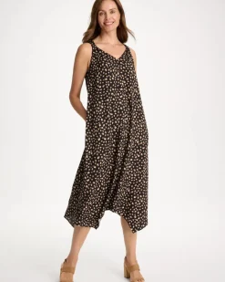 Rayon-Silk Asymmetrical Hem Dress