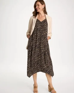 Rayon-Silk Asymmetrical Hem Dress