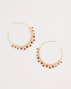 Red Charm Hoop Earrings