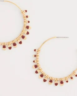 Red Charm Hoop Earrings