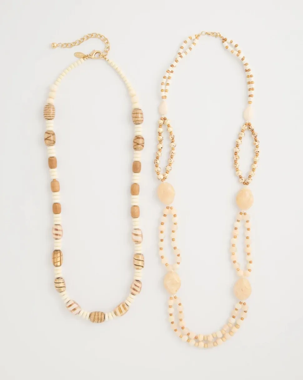 Resin Wood Double Strand Necklace