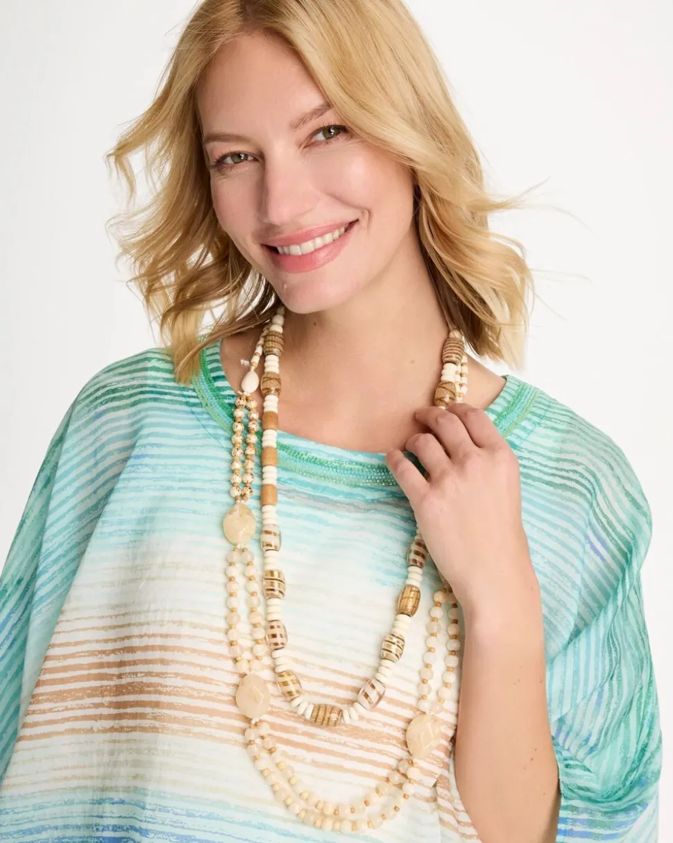 Resin Wood Double Strand Necklace