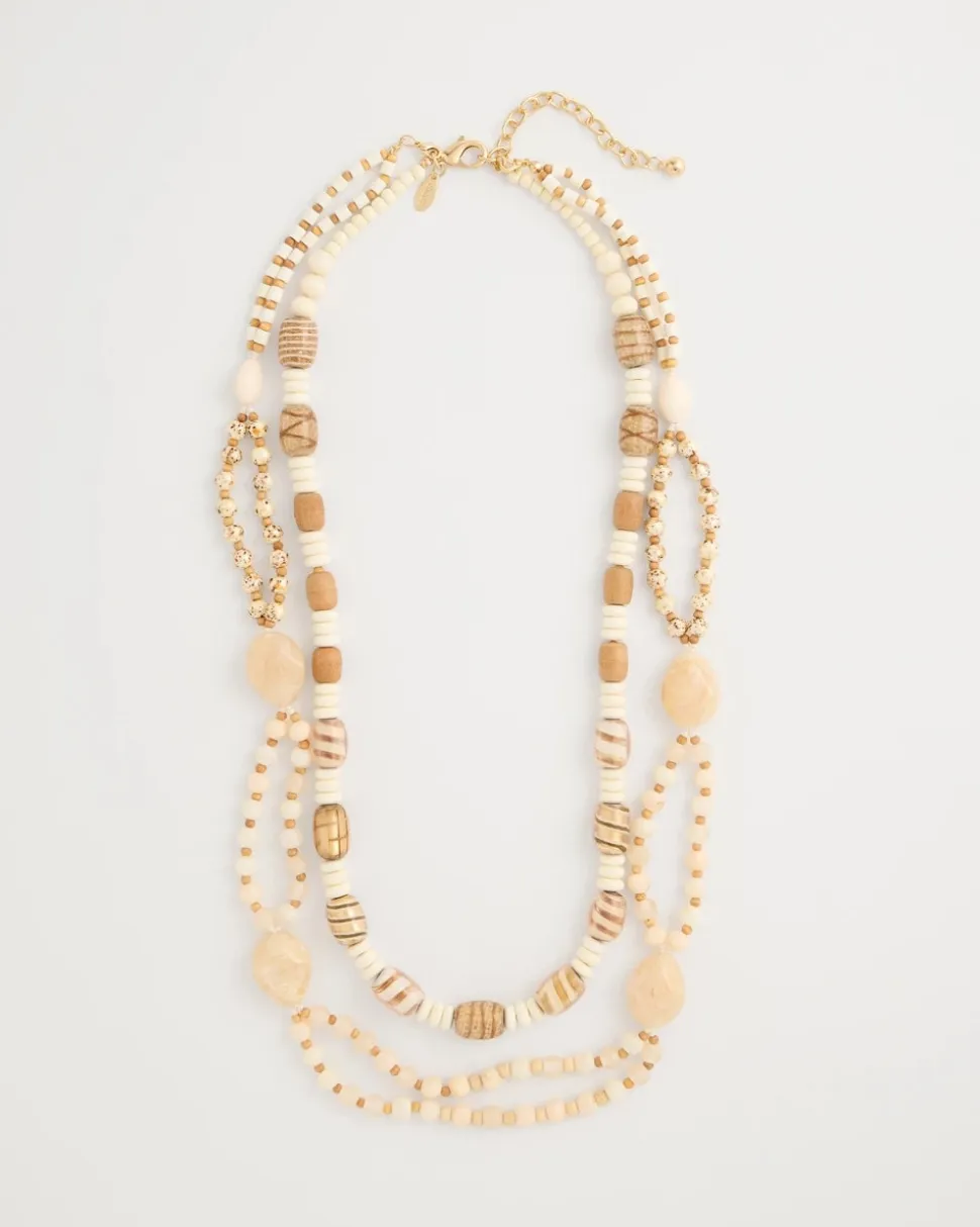 Resin Wood Double Strand Necklace
