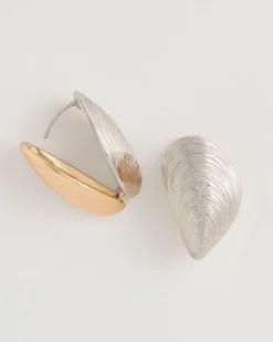 Reversible Mixed-Metal Shell Earrings