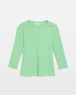 Ribbed Button Crewneck Tee