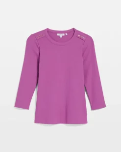 Ribbed Button Crewneck Tee