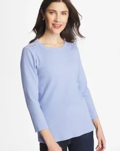Ribbed Button Crewneck Tee