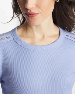 Ribbed Button Crewneck Tee