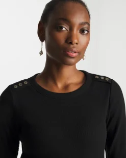 Ribbed Button Crewneck Tee