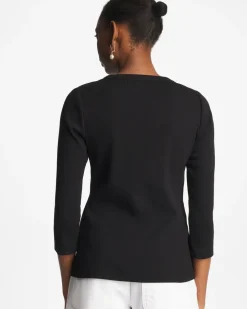 Ribbed Button Crewneck Tee