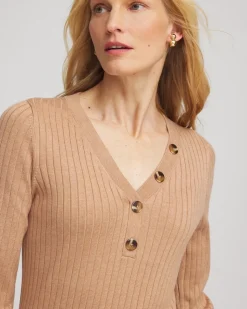 Ribbed Button Henley Sweater